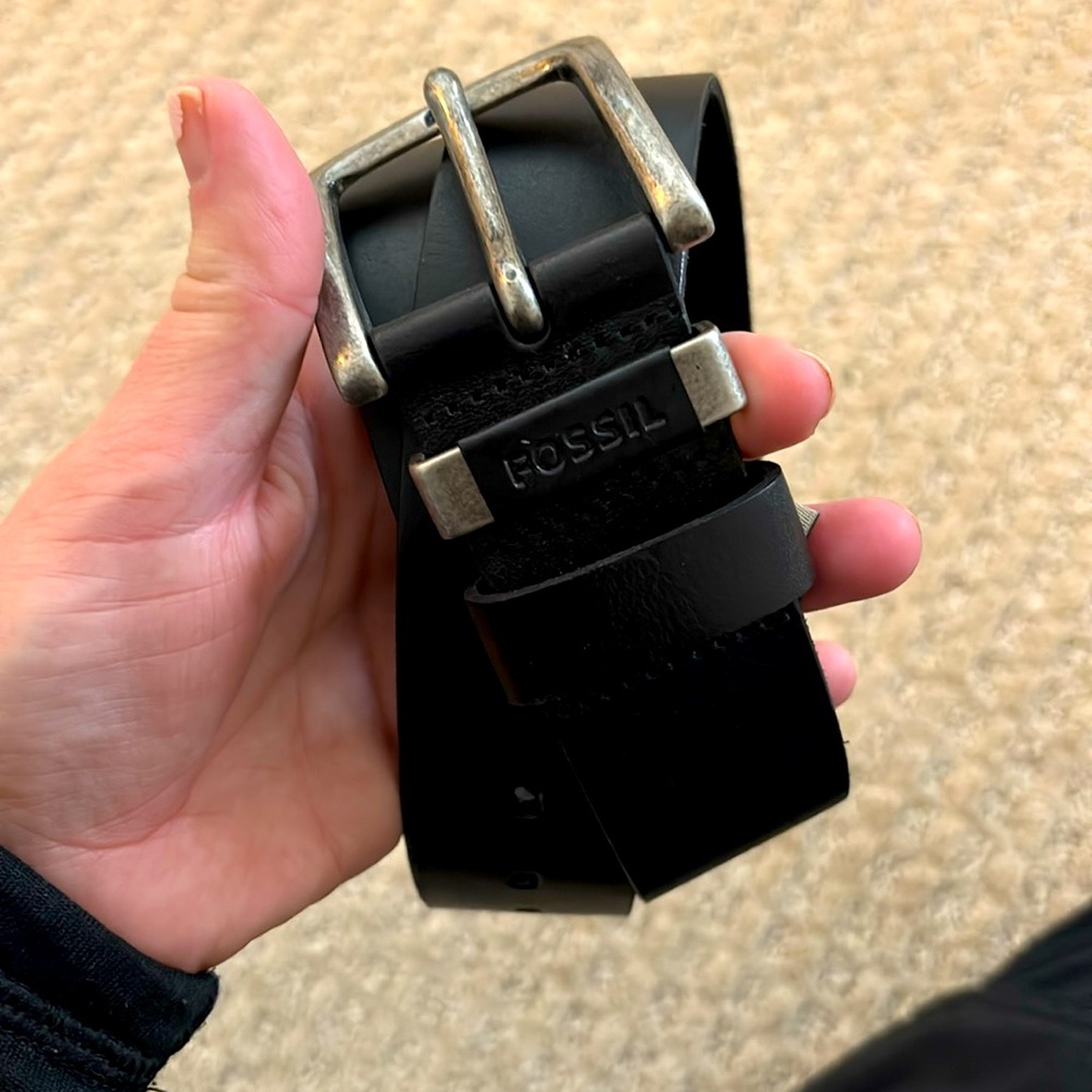 Black and silver fossil belt